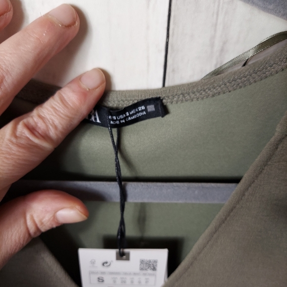 - - Zara nwt mini light green dress small long sleeve goblin core work P260 - Picture 2 of 5